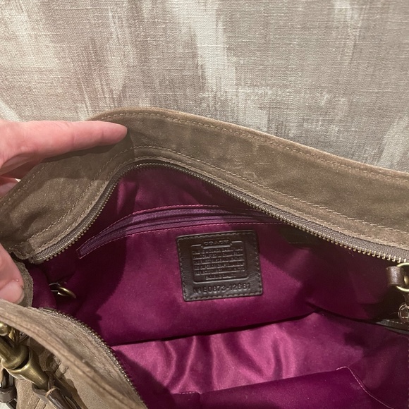 Coach Brown Suede Zoe Handbag - Picture 5 of 6